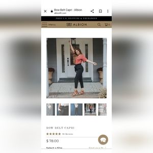 Albion Fit Bow Belt Capri NWT